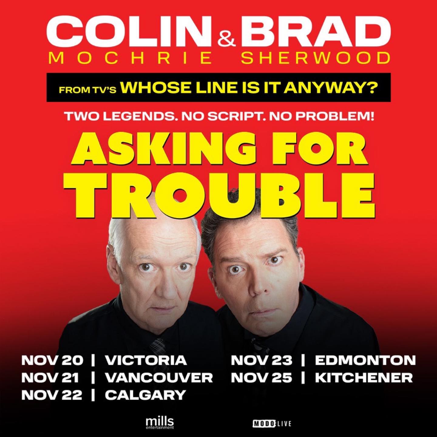 Colin Mochrie Asking for Trouble & HYPROV: Improv Under Hypnosis Tour Poster 2025